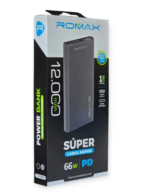 CARGADOR PORTATIL 12000 mAh ROMAX