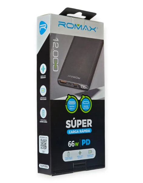 CARGADOR PORTATIL 12000 mAh ROMAX