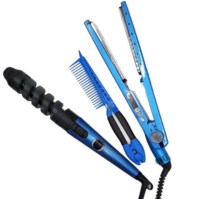 Plancha, Rizadora y Peine Nano Titanium + (Succionador de espinillas GRATIS)