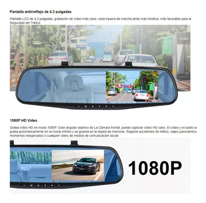 ESPEJO RETROVISOR CON CÁMARA DELANTERA + TRASERA