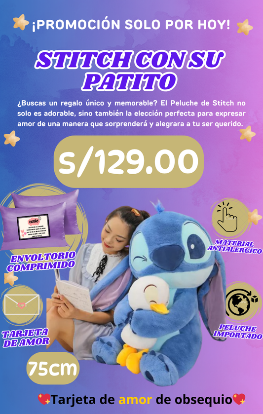 💙Stich con su patito 75cm💙